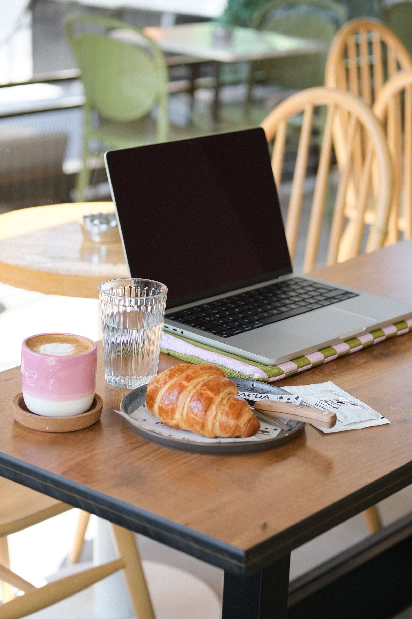 Professional cafe workspace